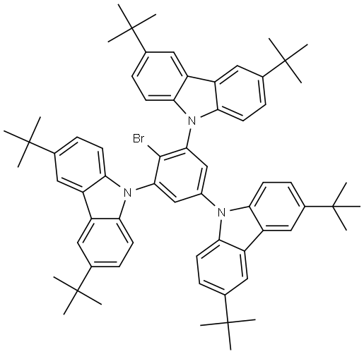 CAS. 2387670-60-0   	9,9',9''-(2-bromobenzene-1,3,5-triyl)tris(3,6-ditert-butyl-9H-carbazole)